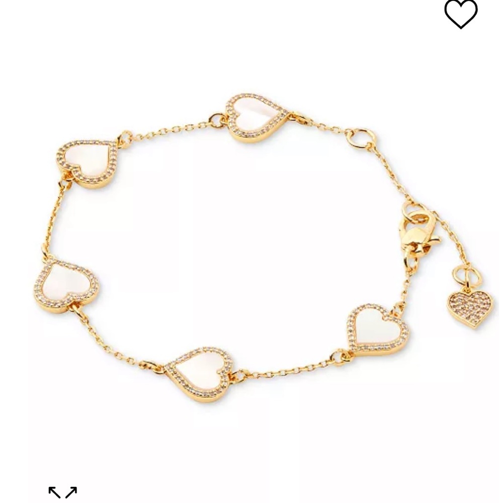 Kate Spade New York Gold-Tone Pavé & Mother-of-Pearl Heart Link Bracelet